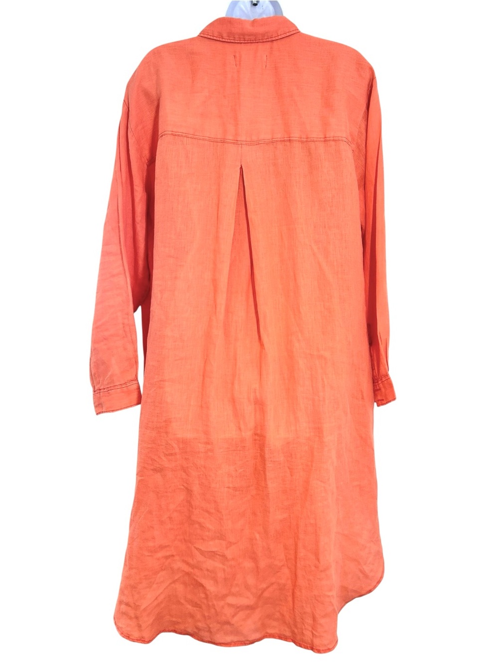 Anthropologie Button-down Linen Tunic Shirt Dress size L Coral Relaxed NWOT - Picture 9 of 13